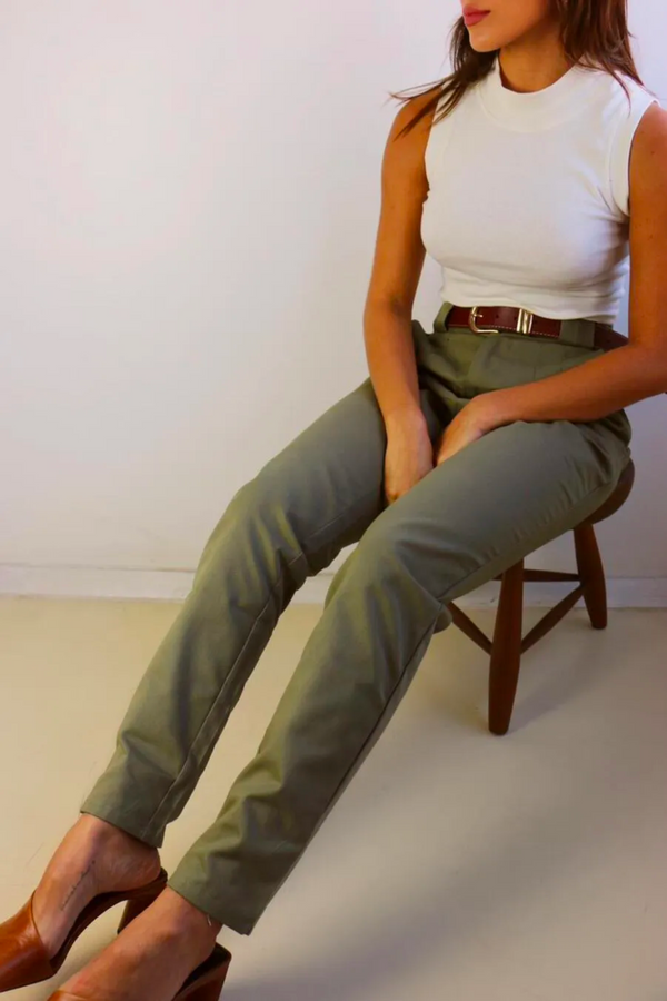 Calça Alfaiataria Algodão Oliva