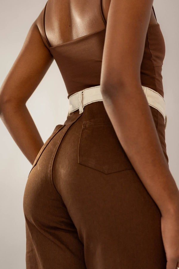 Calça Bicolor Off com Marrom