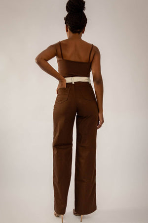 Calça Bicolor Off com Marrom