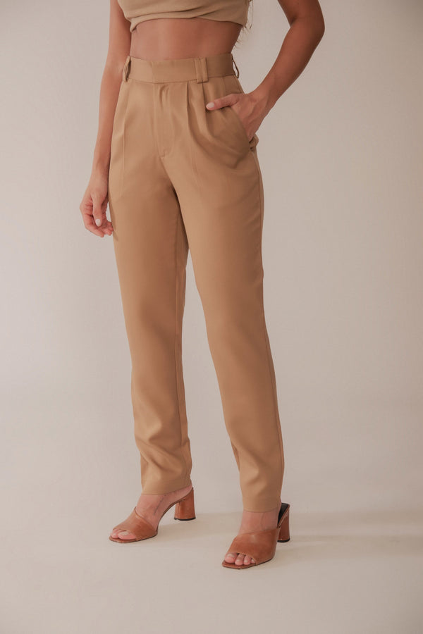 Calça Alfaiataria Slim Bege