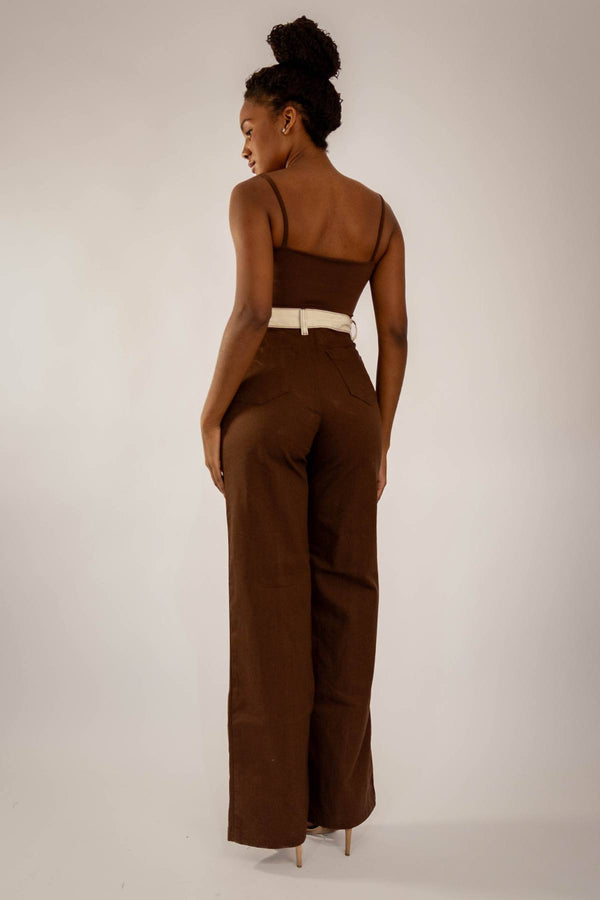Calça Bicolor Off com Marrom