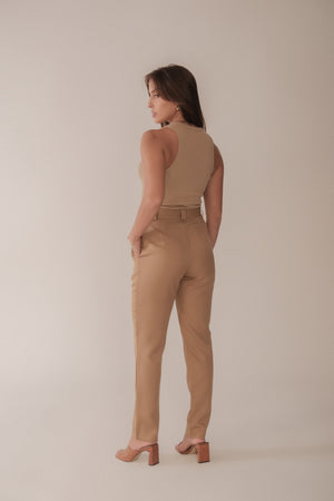 Calça Alfaiataria Slim Bege