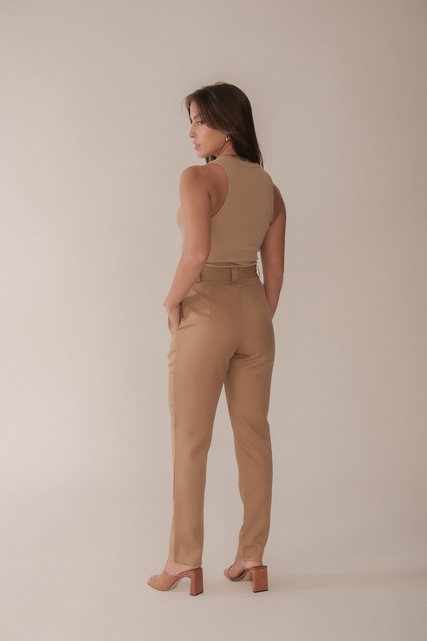 Calça Alfaiataria Slim Bege