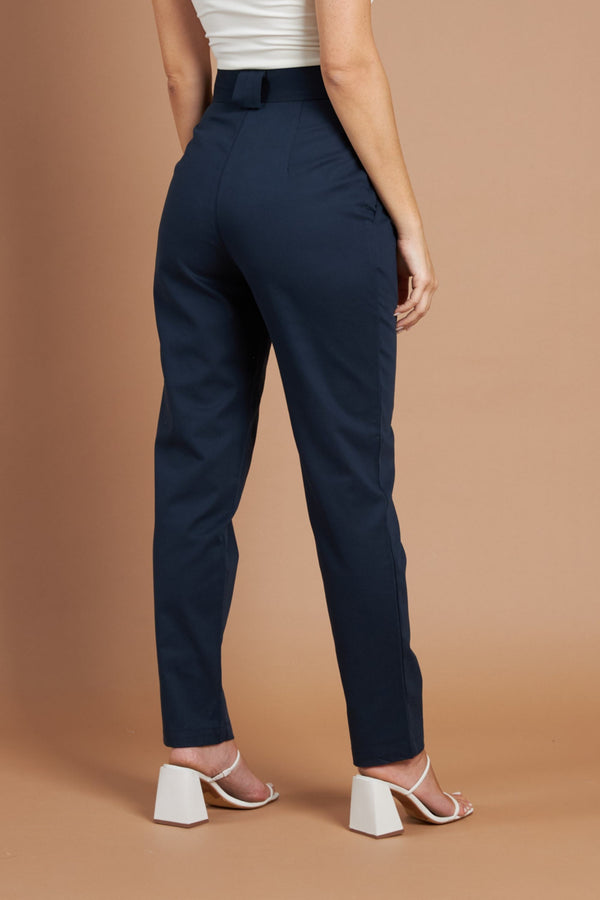 Calça Alfaiataria Algodão Azul Petróleo