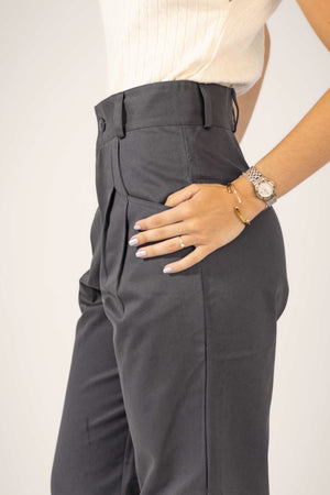 Calça Alfaiataria Reta Cinza Chumbo