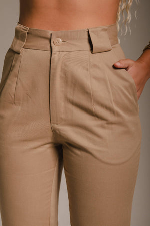 Calça Alfaiataria Algodão Avelã