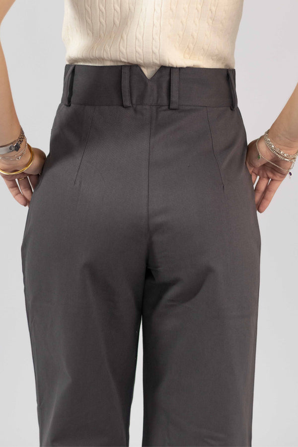 Calça Alfaiataria Reta Cinza Chumbo