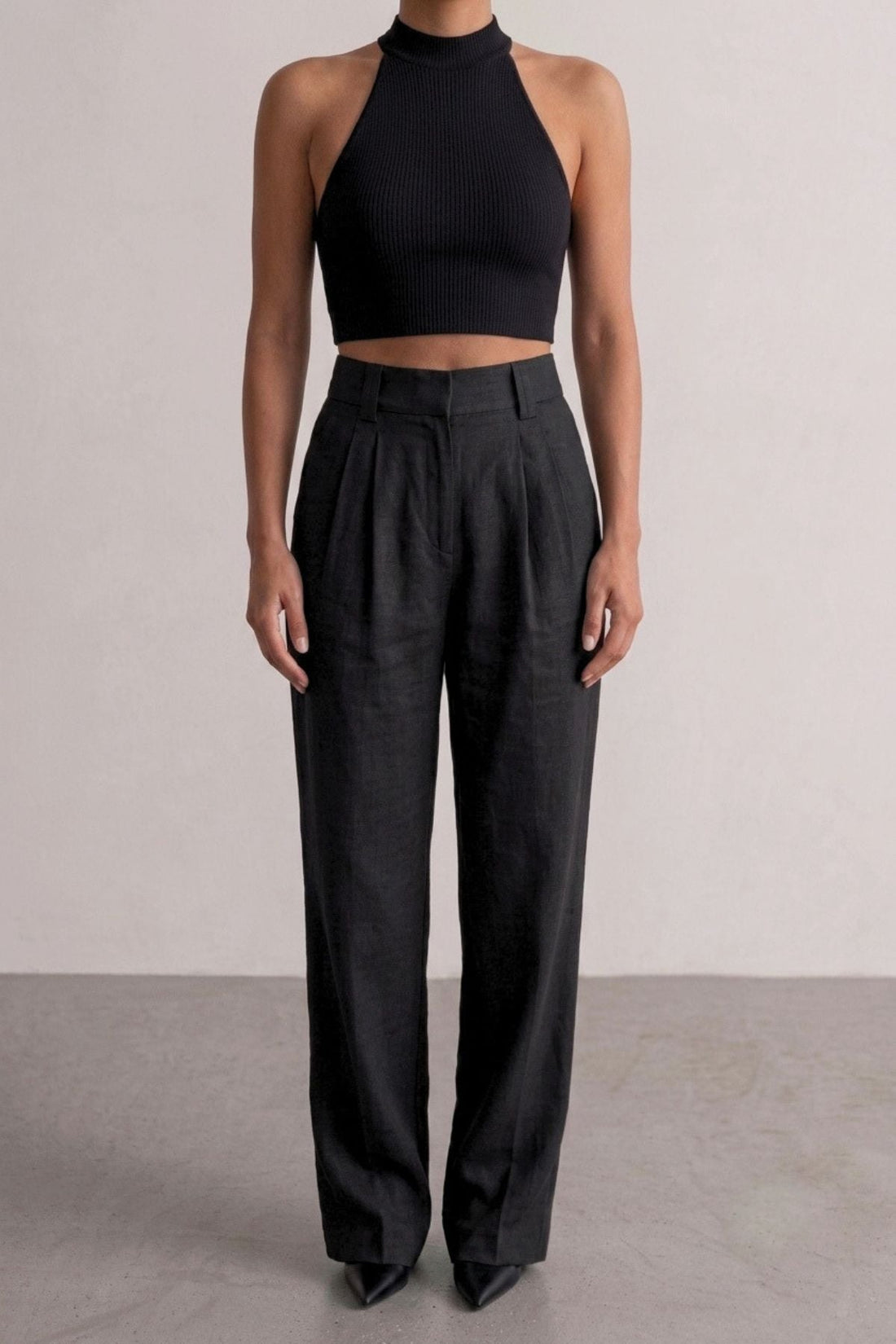 Calça Alfaiataria Slim Linho Preta