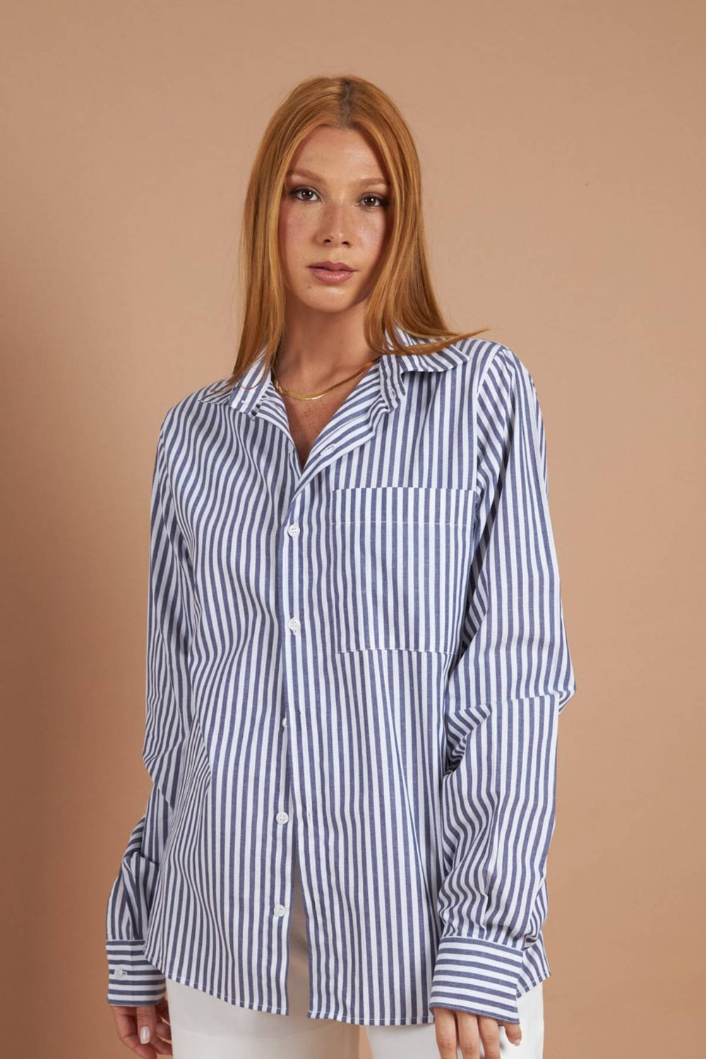 Camisa Algodão Listrada Azul
