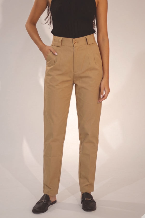 Calça Alfaiataria Algodão Avelã