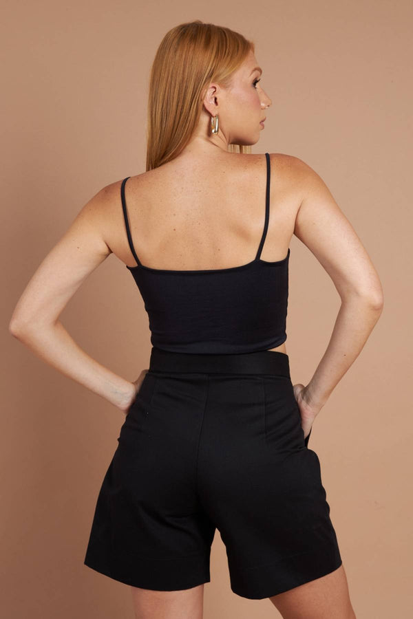 Short Alfaiataria Algodão Preto