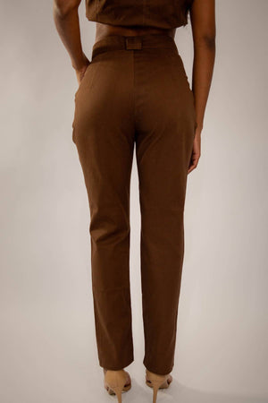 Calça Alfaiataria Algodão Marrom