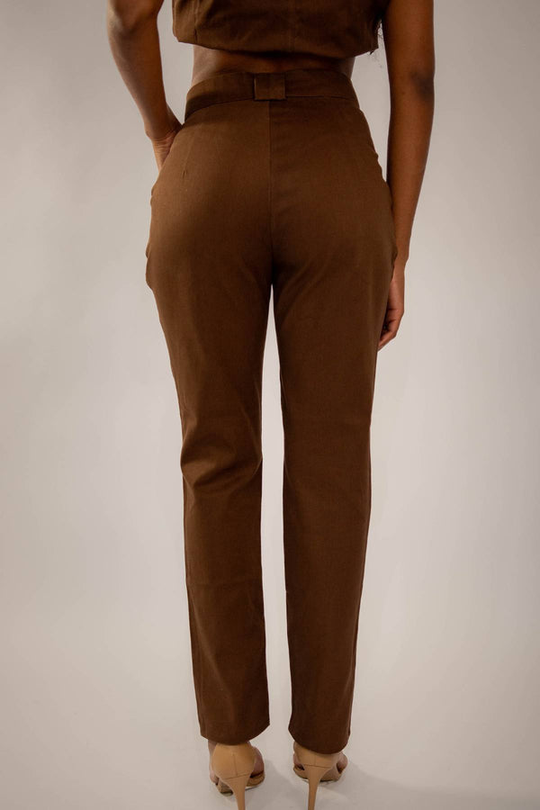 Calça Alfaiataria Algodão Marrom