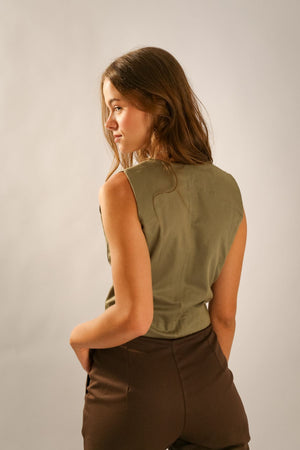 Colete Alfaiataria Algodão Oliva