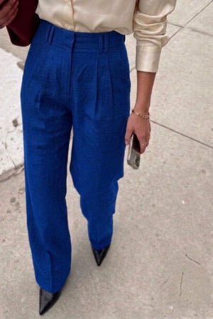 Calça Alfaiataria Slim Linho Azul Royal