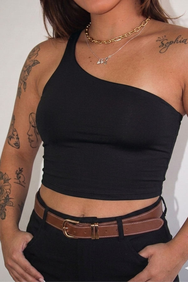 Top Um Ombro Preto