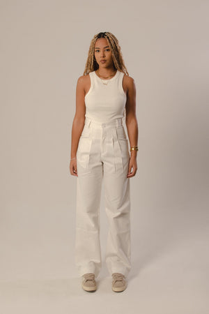 Calça Alfaiataria Reta Off White