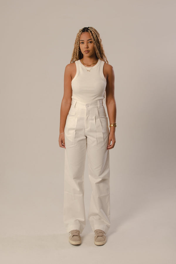 Calça Alfaiataria Reta Off White