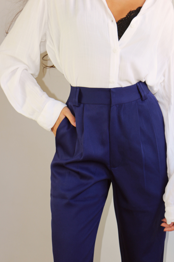 Calça Alfaiataria Slim Azul Marinho