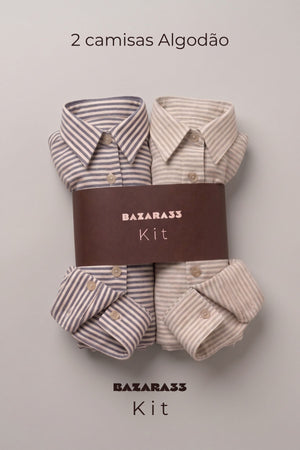 Kit 2 Camisas Algodão 100% - Tons Neutros