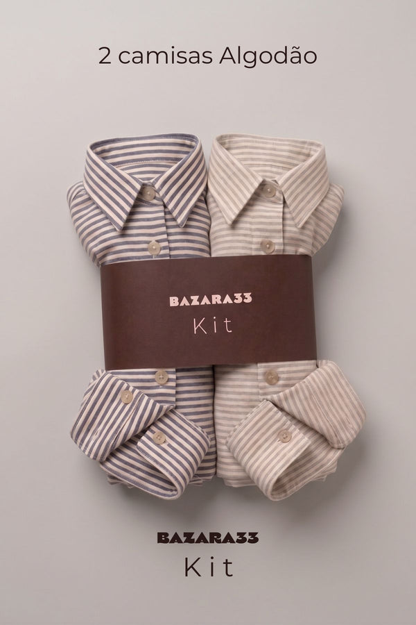 Kit 2 Camisas Algodão 100% - Tons Neutros