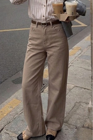Calça Wide Leg Caqui
