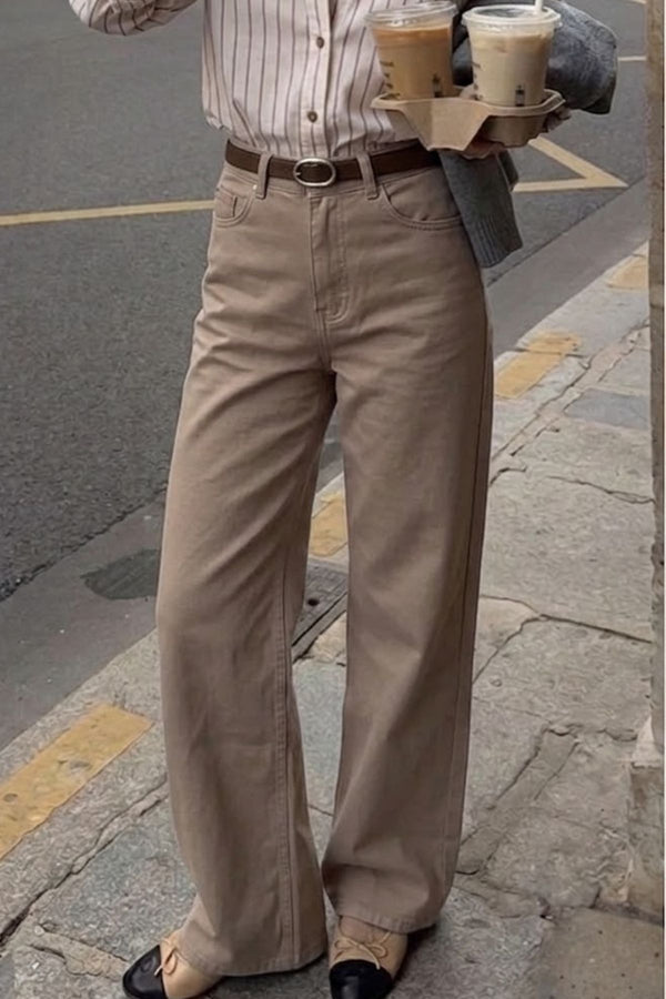 Calça Wide Leg Caqui
