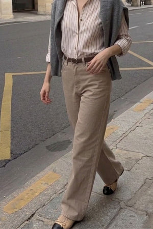 Calça Wide Leg Caqui