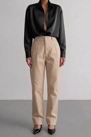 Calça Alfaiataria Algodão Bege