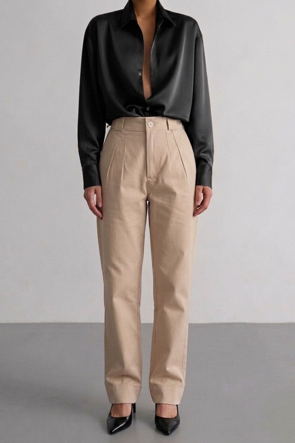 Calça Alfaiataria Algodão Bege