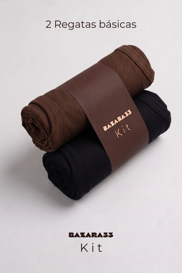 Kit 2 Regatas Básicas - Preta e Marrom