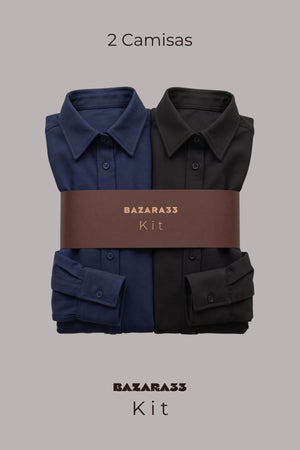 Kit 2 Camisas  - Preta e Azul Marinho