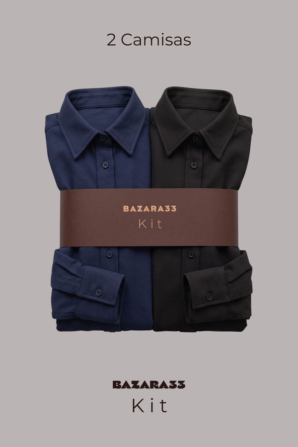 Kit 2 Camisas  - Preta e Azul Marinho
