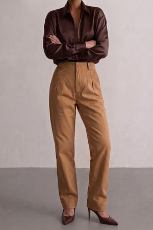 Calça Alfaiataria Algodão Avelã