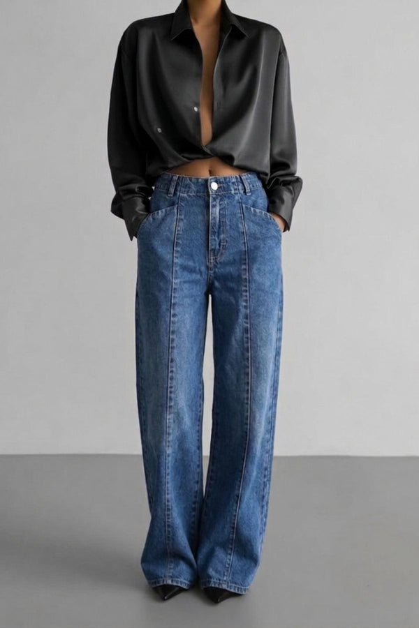 Calça Jeans Recortada Marmorizada