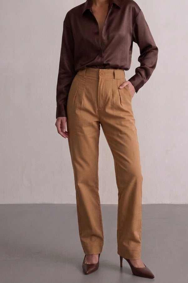 Calça Alfaiataria Algodão Avelã