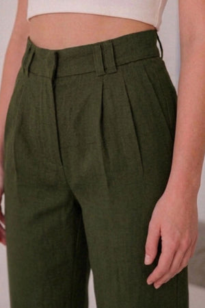 Calça Alfaiataria Slim Linho Verde