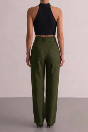 Calça Alfaiataria Slim Linho Verde
