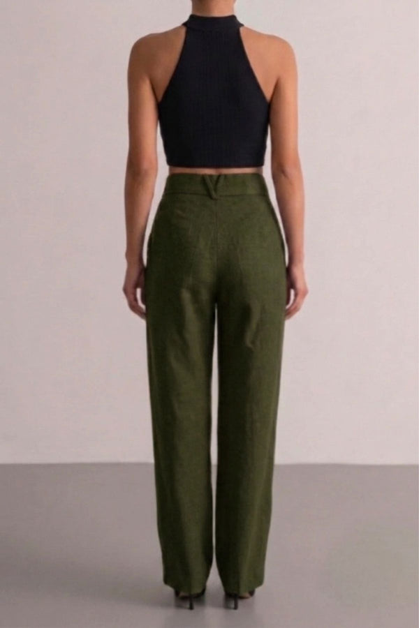 Calça Alfaiataria Slim Linho Verde