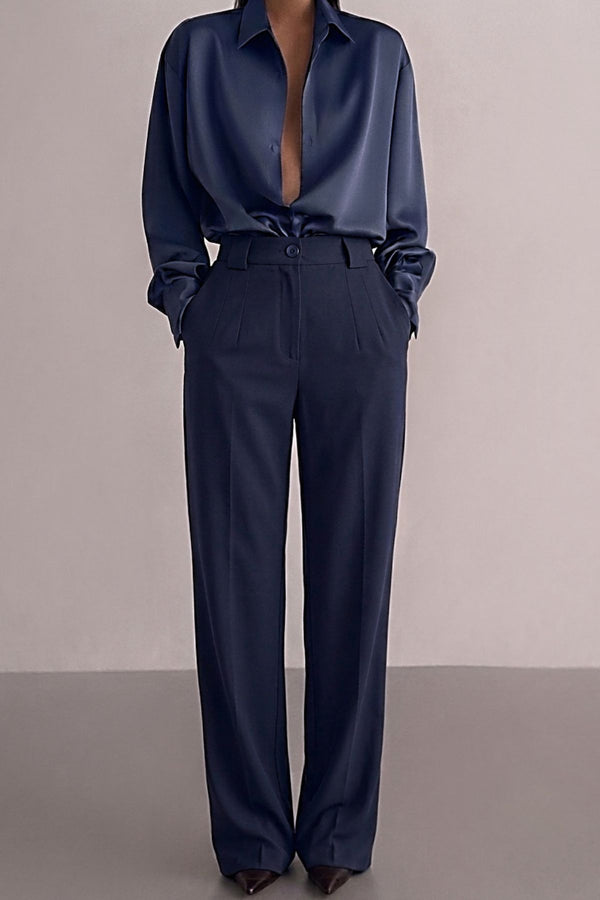 Calça Alfaiataria Algodão Azul Petróleo
