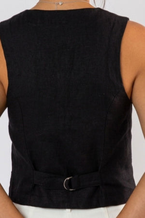 Colete Slim Linho Preto