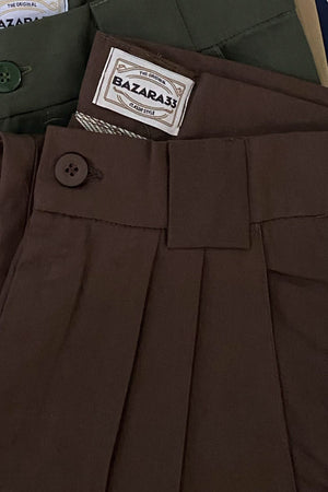Calça Alfaiataria Algodão Marrom