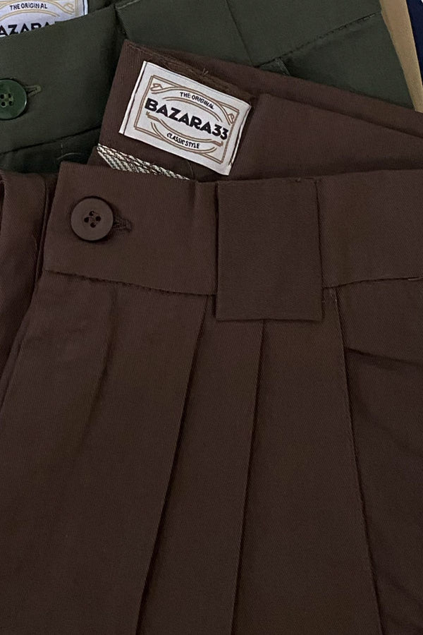 Calça Alfaiataria Algodão Marrom