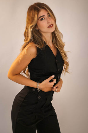 Colete Alfaiataria Algodão Preto