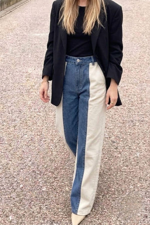 Calca Bicolor Jeans com off white