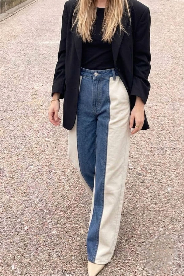 Calca Bicolor Jeans com off white
