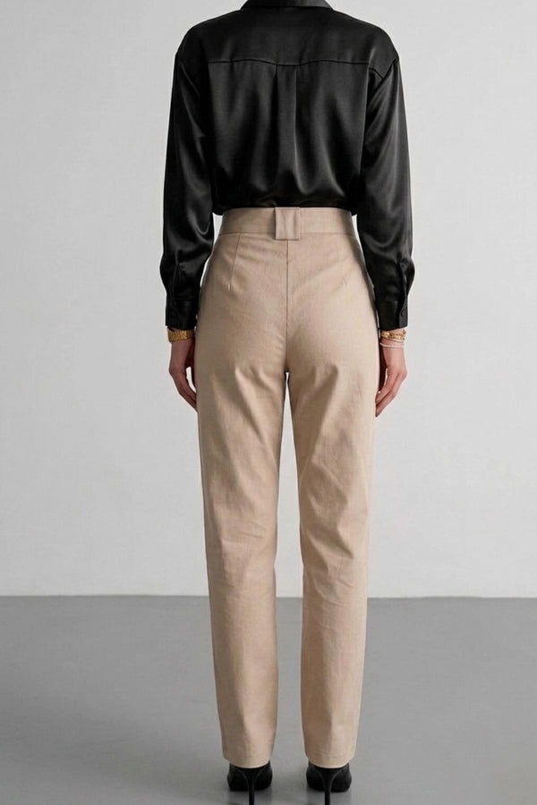 Calça Alfaiataria Algodão Bege