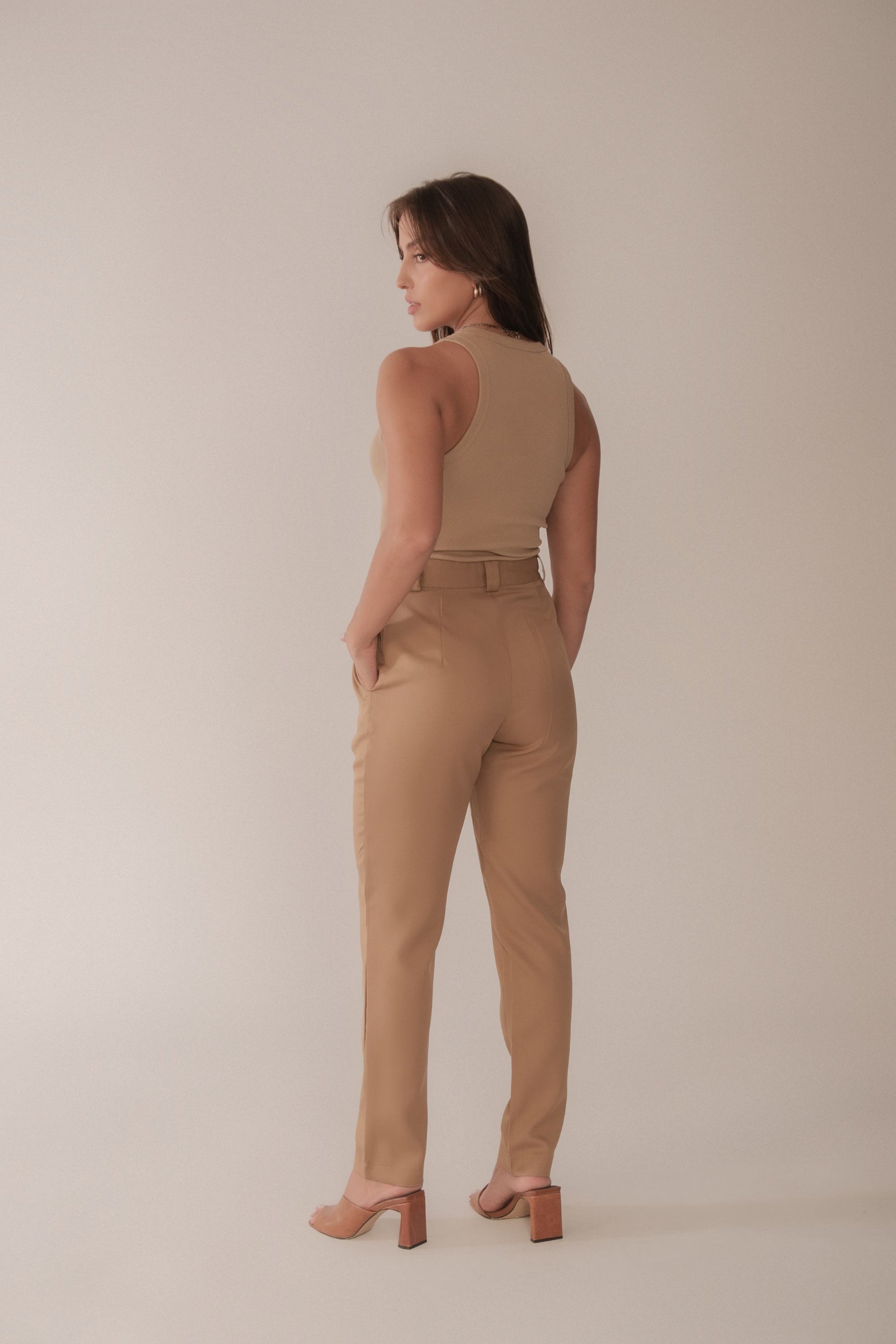 Calça Alfaiataria Slim Bege