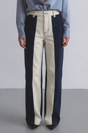 Calça Bicolor Off com Azul marinho