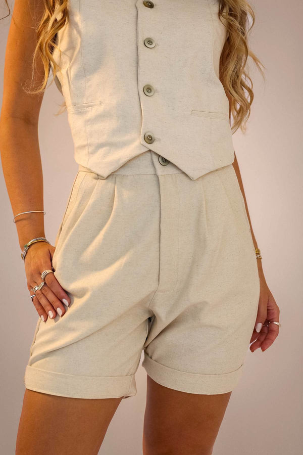 PRÉ VENDA - Short Alfaiataria Algodão Linho